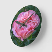 Pink Peony Runde Wanduhr (Winkel)