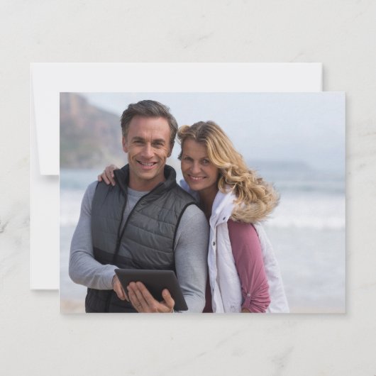 Pink Peony Save the Date Card mit Foto Back (Rückseite)