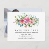 Pink Peony Save the Date Card mit Foto Back (Vorne/Hinten)