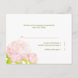 Pink Peony Simple Wedding RSVP Einladungspostkarte