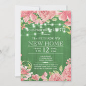 Pink Peony String Lichter Frühjahrshaus Erwärmung Einladung (Vorderseite)