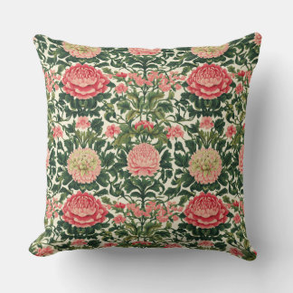 Pink Peony Symmetrical Floral Pattern Kissen