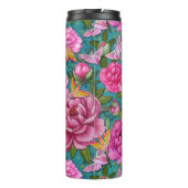 Pink Peony und Elephant Hawkmoth Thermal Tumbler Thermosbecher (Rückseite)