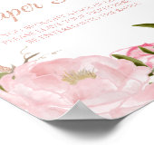Pink Peony und Rose Gold Baby Dusche Windelwanne Poster (Ecke)