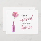 Pink Peony Vase haben wir neue Adresse verschoben Postkarte (Vorne/Hinten)