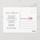 Pink Peony Vase haben wir neue Adresse verschoben Postkarte (Rückseite)