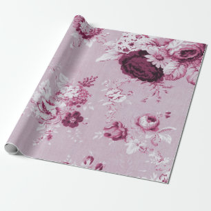 Pink Peony Vintag Floral Toile Fabric No. 5 Geschenkpapier