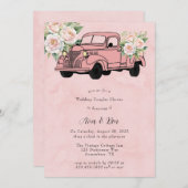 Pink Peony Vintag Truck Wedding Couples Dusche Einladung (Vorne/Hinten)