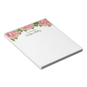 Pink Peony vom Schreibtisch aus, Personalisiert Notizblock (angewinkelt)