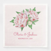 Pink Peony Watercolor Blume Wedding Serviette (Vorderseite)
