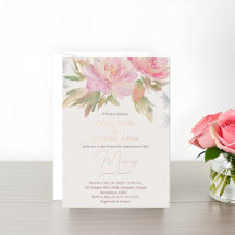 Pink Peony Watercolor Boho Hochzeit Einladung