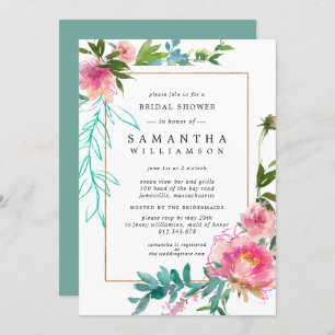 Pink Peony Watercolor Brautparty Einladung