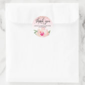 Pink Peony Watercolor Brautparty Vielen Dank Runder Aufkleber (Tasche)