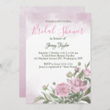 Pink Peony Watercolor Bridal Dusche Einladung