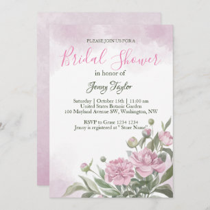 Pink Peony Watercolor Bridal Dusche Einladung