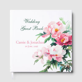 Pink Peony Watercolor Floral Wedding Gästebuch