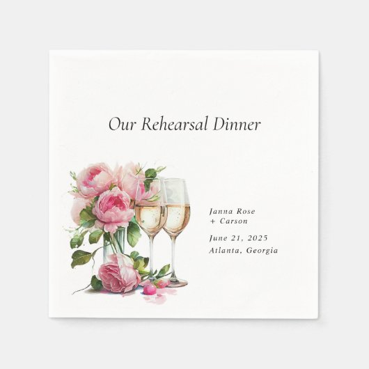 Pink Peony Watercolor Probe Dinner Serviette (Vorderseite)