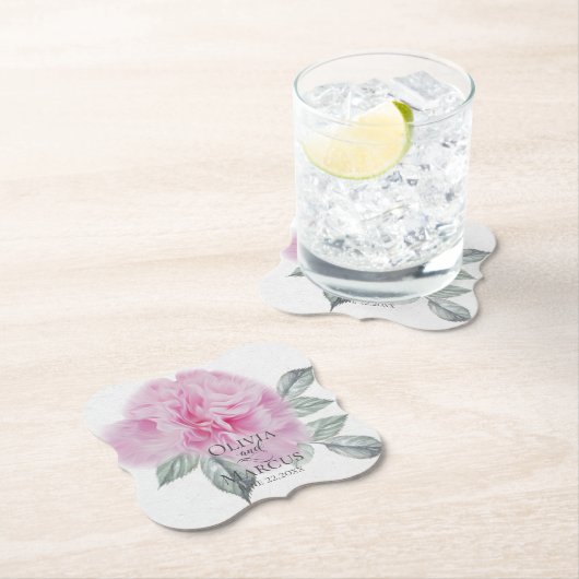 Pink Peony Watercolor Untersetzer (Vor Ort)