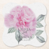 Pink Peony Watercolor Untersetzer (Vorderseite)