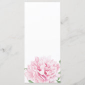 Pink Peony Watercolor Wedding Menükarte (Rückseite)