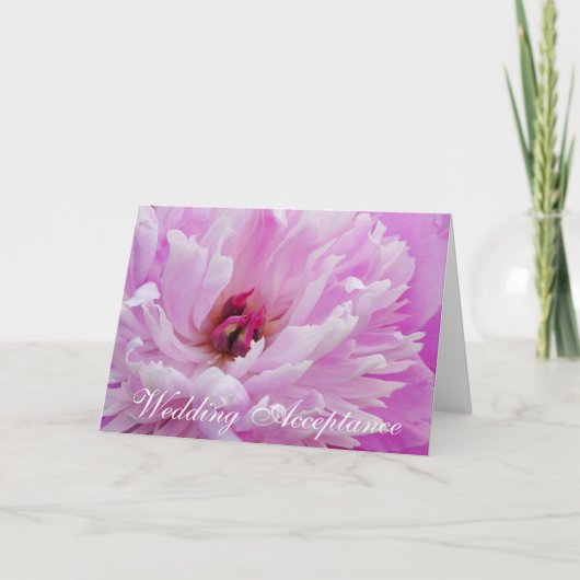 Pink Peony Wedding Acceptcard Karte (Vorderseite)