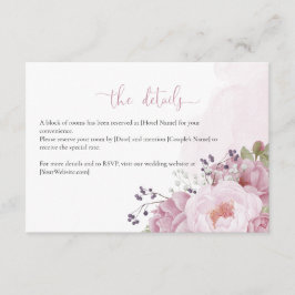 Pink Peony Wedding Details Card Begleitkarte