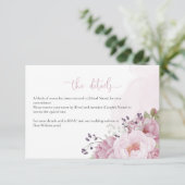 Pink Peony Wedding Details Card Begleitkarte (Stehend Vorderseite)