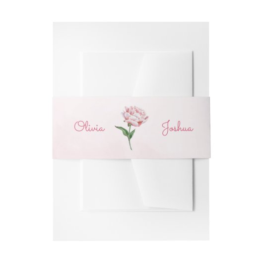 Pink Peony Wedding Einladung Belly Bands Einladungsbanderole (Vorderseite Beispiel)