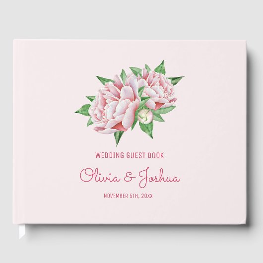 Pink Peony Wedding Gästebuch (Vorderseite)