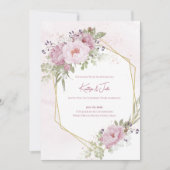 Pink Peony Wedding Invitation Einladung (Vorderseite)