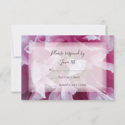 Pink Peony Wedding RSVP Response Card Karte (Vorderseite)