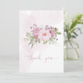 Pink Peony Wedding Thank You Cards Dankeskarte (Stehend Vorderseite)