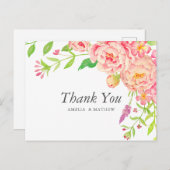 Pink Peony Wedding Vielen Dank Postkarte (Vorne/Hinten)