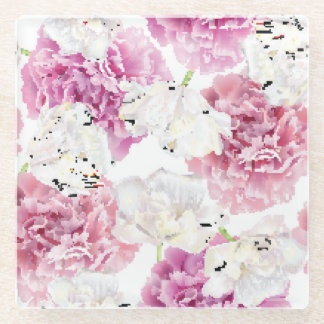 Pink Peony White Tulip Vintag Glasuntersetzer