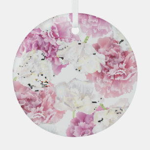 Pink Peony White Tulip Vintag Ornament Aus Glas