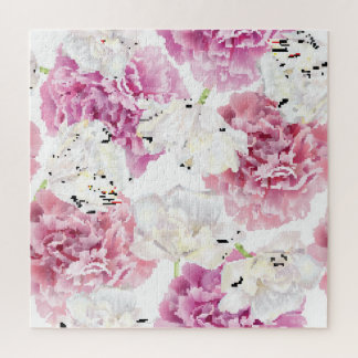 Pink Peony White Tulip Vintag Puzzle
