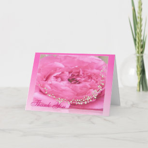 Pink Peony with Pearls Danke, Card Dankeskarte
