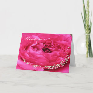 Pink Peony with Pearls Danke, Card Dankeskarte