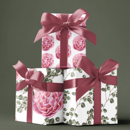 Pink Peony Wrapping Paper Sheets Geschenkpapier Set
