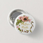 Pink Peony Wreath Mutter der Bride ID456 Button (Vorne & Hinten)