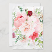 Pink Peony Wreath Rose Gold Marmor Überraschung 70 Einladung (Rückseite)