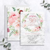 Pink Peony Wreath Rose Gold Marmor Überraschung 90 Einladung
