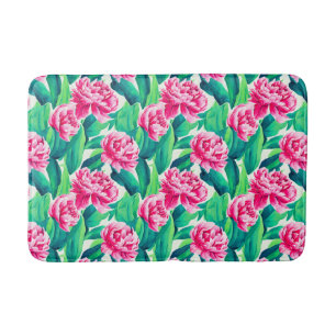 Pink Peonys Aquarelldruck Badematte