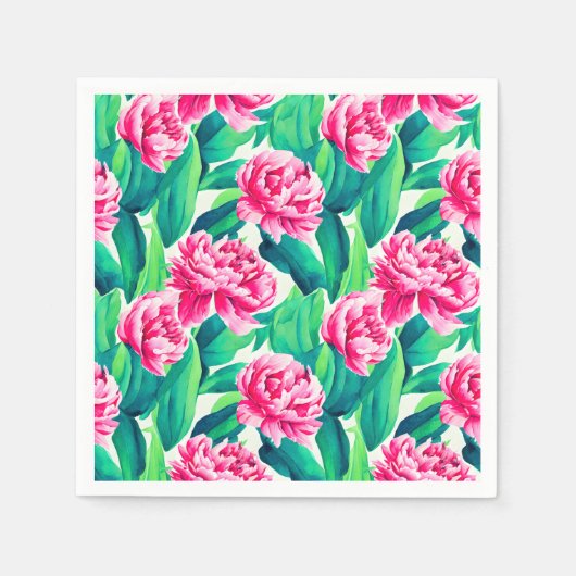 Pink Peonys Aquarelldruck Serviette (Vorderseite)