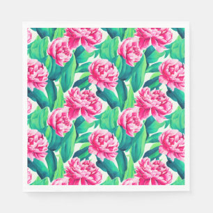 Pink Peonys Aquarelldruck Serviette
