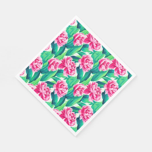 Pink Peonys Aquarelldruck Serviette (Ecke)