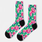 Pink Peonys Aquarelldruck Socken (Linkes Detail)