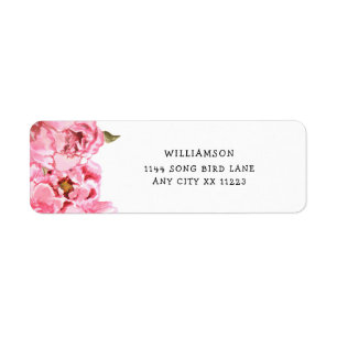 Pink Peonys Baby Dusche Rücksendetikett