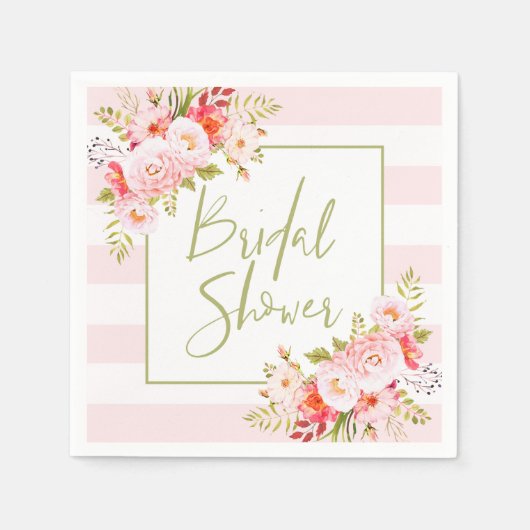 Pink Peonys Blumenpapier Napkins Brautparty Serviette (Vorderseite)