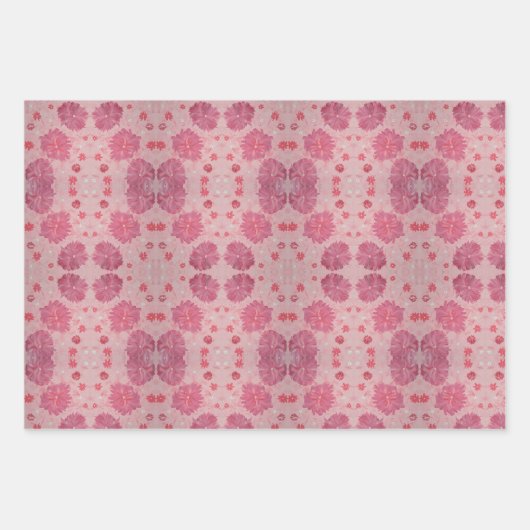 Pink Peonys Floral Wrapping Paper Geschenkpapier Set (Vorderseite 2)